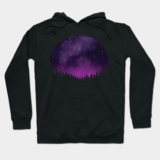 Stars in Space Over Forest purple